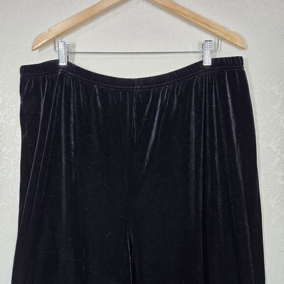 Denim 24/7 Velvet Pull On Pants sz 2X Black Elastic Waist Lounge NEW - Picture 2 of 13